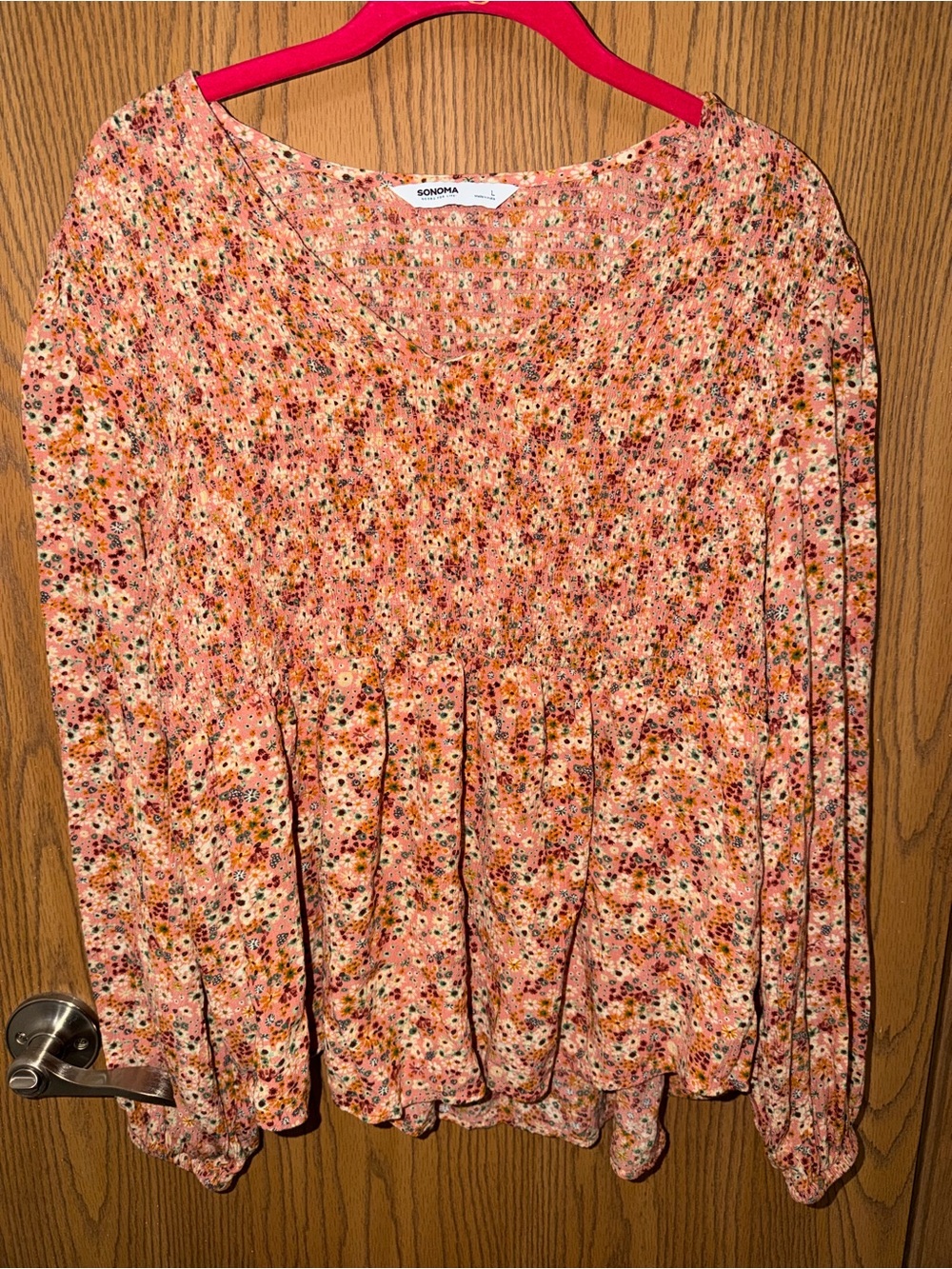 Sonoma Pink Peach Floral Top